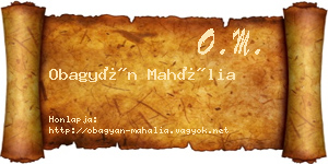 Obagyán Mahália névjegykártya